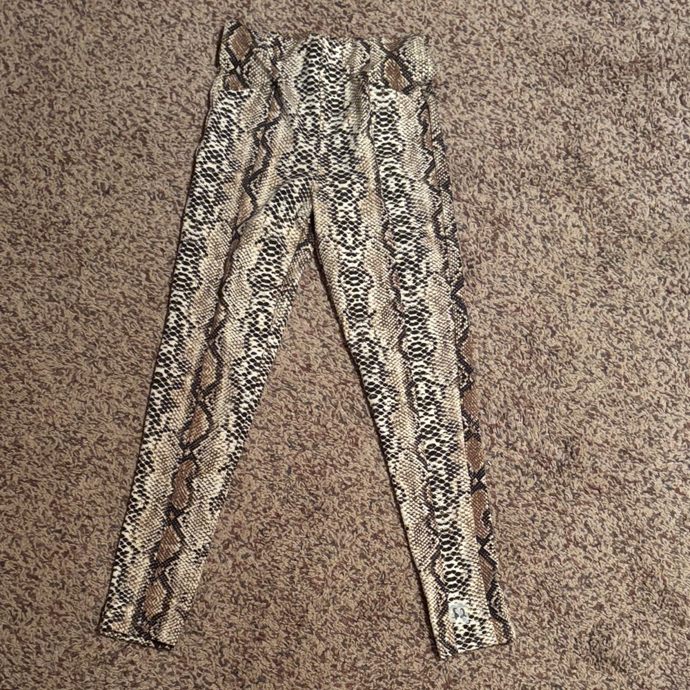 Olivaceous Brown and Black Snakeskin Leggings